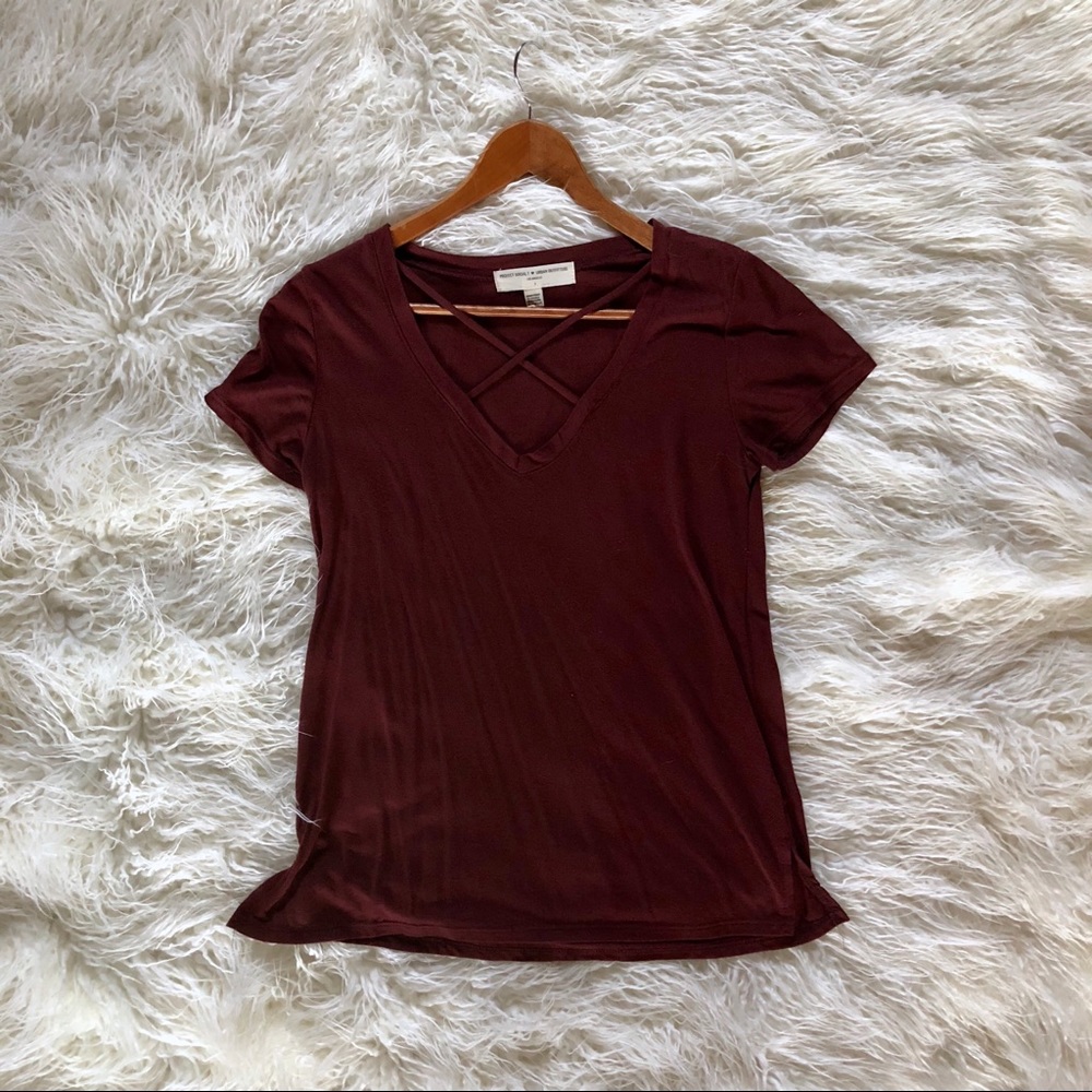 Urban Outfitters Burgundy Cross Front Top